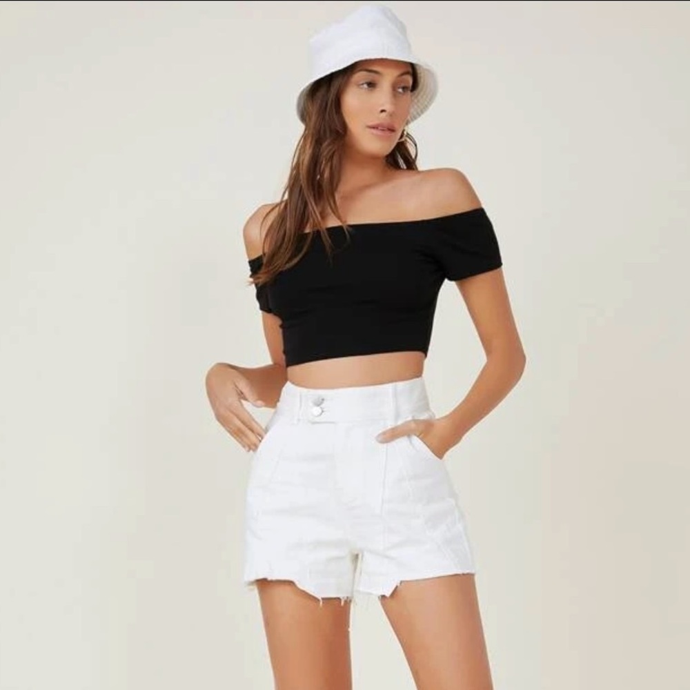 Misguided black off the shoulder top
